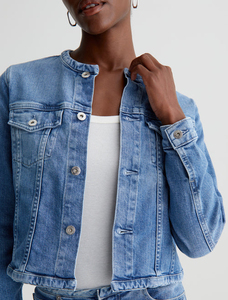 Wholesale <b>Denim</b> Jacket Spring Autumn New Fashion <b>Coat</b> Solid Color Jean Long Sleeved Pocket Short Tweed Women <b>Denim</b> Jacket - Product Image 3