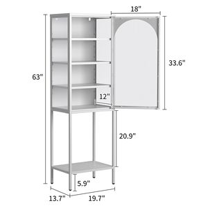 5-Tier cubo libreria armadietto di stoccaggio in metallo vetro porta Display 3 ripiani regolabili per cucina sala da pranzo soggiorno a casa ufficio - Product Image 4