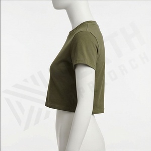 เสื้อครอปท็อปออกกำลังกายผ้าฝ้ายระบายอากาศสำหรับผู้หญิง พิมพ์โลโก้ได้ตามต้องการ เสื้อยืดออกกำลังกายแฟชั่นเรียบง่ายสำหรับฤดูร้อน เสื้อกีฬา - Product Image 3