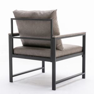 Poltrona Moderna in Ecopelle con Struttura in Metallo Verniciato a Polvere Nera, Divano Singolo per Soggiorno e Camera da Letto - Product Image 6