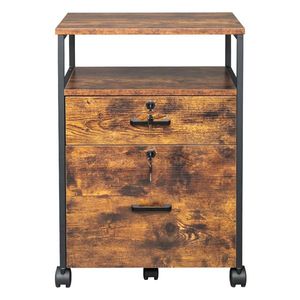 Dark Brown Wooden Filing Cabinet with Black Density Board 2 Compartments for Legal Letter Labeled Documents - Product Image 5