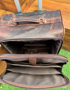 2025 nouveau personnalisé Vintage usiné à la main en cuir Trolley bagages valise voyage Spinner avec Style à la mode pour les voyages d'affaires - Product Image 5