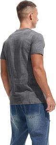 Men's Gray <b>Geometric</b> Pattern Short Sleeve T-<b>Shirt</b> Slim Fit O-Neck Knitted Breathable Casual Wear - Product Image 4
