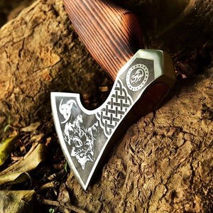 Hacha Vikinga Forjada a Mano, Hacha de Batalla de Acero de Damasco, Hacha Nórdica Hecha a Mano para Acampar, Cazar, Supervivencia al Aire Libre - Product Image 4