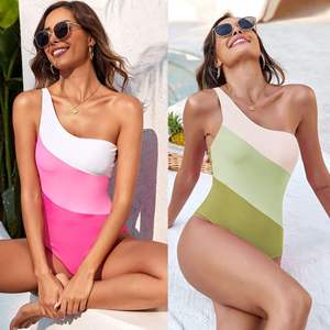 Traje de baño de una pieza con un solo hombro para mujer JSN, talla grande, estampado, bikini, estilo brief, venta al por mayor - Product Image 6