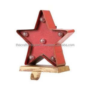 Large Red <b>Star</b> Metal Stocking Holder with Hook Nice Quality Christmas <b>Decoration</b> for Home and Craft Price - Product Image 1