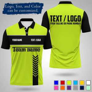 Polo à manches courtes pour homme, orange et noir, couleur unie, séchage rapide, tricoté, sportif, logo imprimé sur le devant, texte et couleur personnalisables - Product Image 6