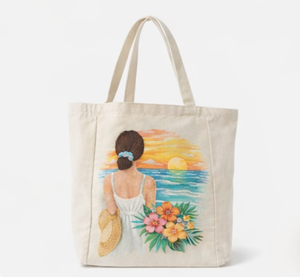 Custom design Beige Color Wholesale Large Beach Cotton Canvas Tote <b>Bag</b> With Custom Logo Printing for Shopping - Product Image 5