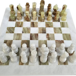 White Marble Green Onyx Modern Safe Fire Resistant <b>Chess</b> <b>Set</b> Natural Stone <b>Board</b> Game Handmade Pieces Dining Wall Living Room - Product Image 1