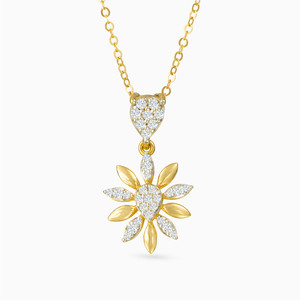 Collar con Colgante de Flor para Mujer, Cadena de Oro Amarillo con Diamantes, Lujoso para Uso Diario - Product Image 1
