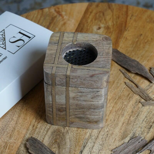 FAIZA CRAFT Handmade Eco-Friendly Wooden Mubkhar Incense <b>Burner</b> Brass Bakhoor Holder Aromatic Wood Stick Box (Indian Origin) - Product Image 3
