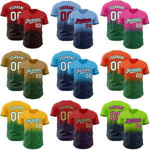 Maillots de baseball personnalisés à rayons, col en V, logo par sublimation, en gros - Product Image 4