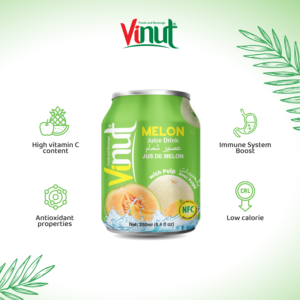 250ml VINUT Refrescante Tropical Venta caliente Bebida de jugo de melón Winh Pulp Listo para enviar Hecho en la fábrica de Vietnam (OEM, ODM) - Product Image 2