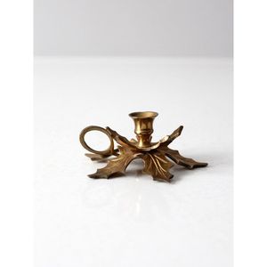 Gold Leaf Candle Holder Nature Inspired Metal Candlestick For <b>Rustic</b> Elegant Table Display - Product Image 5