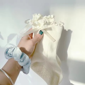 Custom Bow Pilates Crew <b>Socks</b> Non-Slip Grip Sole <b>Soft</b> Cotton Yoga Women Autumn Trendy Fitness Wear - Product Image 2