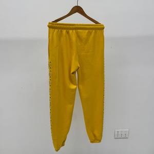 Custom Premium <b>Patch</b> Jogger <b>Trouser</b> Men Yellow Worsted Windproof Sweatpants Rhinestone embroidery joggers - Product Image 5
