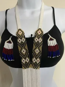 Collier Gerdan ukrainien vintage tendance | Tribal | Collier rouge et doré | Unique | Collier africain pour femme avec boucles d'oreilles, pour cadeau - Product Image 5