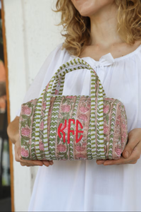 Vintage Letter Cotton Eco-Friendly Durable Makeup Bag Large <b>Cosmetic</b> Pouch Zipper Organizer Portable Travel <b>Storage</b> Handmade - Product Image 2