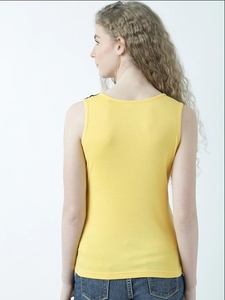 Débardeur Femme à Imprimé Géométrique, Col Rond, Sans Manches, Décontracté, Respirant, en Polyester Tricoté, Motif Vert Jaune Noir - Product Image 5