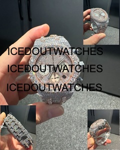 Nouvelle Montre en Or Rose avec Diamants Moissanite VVS, Design Rond, Bijoux Ice Out, Cadran en Verre Acier Inoxydable, Résistance à l'Eau 10 Bar - Product Image 4