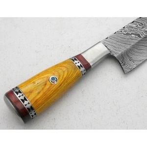 Couteau de chef personnalisé fait main Jexmoo avec lame en acier Damas de 8 pouces, manche en bois, étui en cuir - Cadeau pour chef - Product Image 5