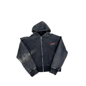 Sudaderas con capucha de alta calidad con lavado ácido, personalizadas con logotipo, de gran tamaño, color negro, estilo vintage, para hombre. - Product Image 5