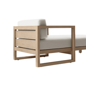 Tumbona de Madera de Teca Moderna con Reposabrazos, Diseño Limpio, Minimalista para Exteriores, Chaise Longue de Lujo para Patio y Piscina - Product Image 5