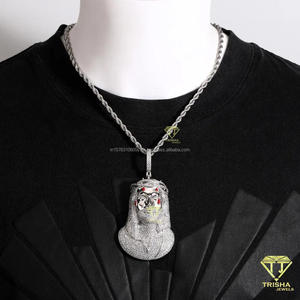 Custom Jesus Head Hip Hop Pendant for Men with Hand Set Moissanite Diamonds and 925 Silver Jewelry - Product Image 3