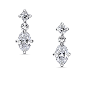 Pendientes colgantes redondos y ovalados con diamantes cultivados en laboratorio de 1 quilate, diseño de formas mixtas en oro amarillo, blanco de 9K y 18K y platino. - Product Image 1