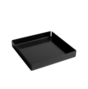 Modern Matte Black Square Metal Tray <b>Folded</b> Edge Minimal Serving Tray Contemporary <b>Coffee</b> <b>Table</b> Organizer Sleek Decorative trend - Product Image 1