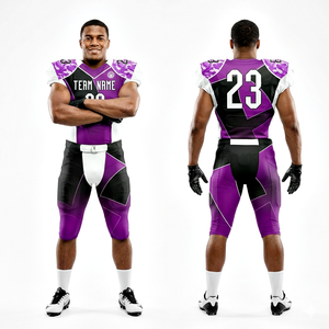 Uniforme de football américain OEM violet avec détails noirs – Qualité supérieure, vente chaude, uniforme de football personnalisé - Product Image 4