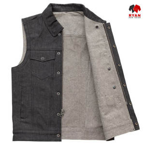 Ryan Pro Gear Nouveau design Gilet en jean unisexe sans manches, col rabattu, écologique et tendance, avec logo personnalisé - Product Image 3