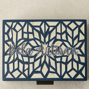 Moroccan Star Inlay Jewelry Organizer <b>Box</b> Bone Marquetry Keepsake Casket Faux Suede Lining 2Kg Capacity for Living Room Luxury - Product Image 3