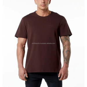 T-shirts décontractés à boutons et col rond 100% coton pour hommes, tissu tricoté de couleur unie à impression surdimensionnée - Product Image 1