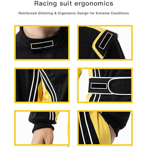 Trajes de Carreras de Karts para Adultos, Color Negro y Amarillo, Buen Proveedor con Precio Razonable, Hechos a Mano, con Logotipo Personalizado - Product Image 5
