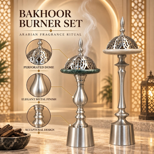 Ensemble de brûleurs à bakhoor en acier inoxydable |   Porte-encens arabe haut de gamme, dôme perforé, Oud Mabkhara, pour la maison, l'hôtel, la décoration du majlis, luxe - Product Image 5