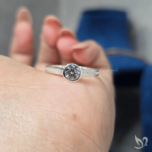 Sweet minimalist engagement <b>ring</b> 0.50ct round cut IGI certified lab grown diamond delicate bezel <b>set</b> <b>ring</b> with diamond band in w - Product Image 5