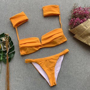 Trajes de Baño Sexys de Satén Personalizados al por Mayor - Conjuntos de Bikini para Mujer con Tirantes de Nudo en los Hombros y Diseño de Logotipo Frontal - Product Image 5