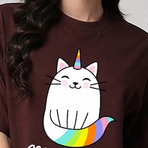 Camiseta con estampado de arte minimalista informal de moda para mujer, camisetas de manga corta con cuello redondo para mujer, camisetas perfectas para el uso diario - Product Image 6