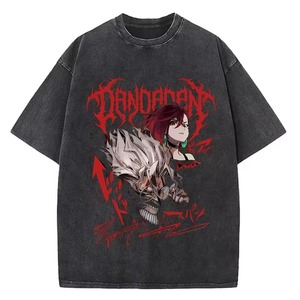 ผู้ผลิตเสื้อยืดแบบกำหนดเอง สีดำเข้ม 240 กรัม ผ้าฝ้าย 100% ล้างด้วยกรด สไตล์วินเทจ ลายกราฟิก DAN DA DAN อนิเมะ เสื้อยืดแขนสั้นผู้ชาย ทรงโอเวอร์ไซส์ - Product Image 3