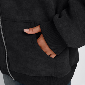 Sudaderas con capucha y cremallera para mujer, de algodón y poliéster, con bloques de color, de peso pesado, OEM - Product Image 6