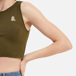 <b>Women</b> <b>Tank</b> <b>Tops</b> Sleeveless Casual Sports <b>Knitted</b> Spandex Cotton Front Logo O Neck - Product Image 2
