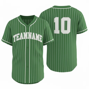 Maillot de baseball à rayures contrastées, manches courtes, bordure boutonnée, uniforme d'équipe, haut de performance sportive, vêtements de sport pour hommes - Product Image 3