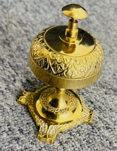 Gold Plated Brass Round Desk <b>Bell</b> Antique Carved Home Decoration - Product Image 3