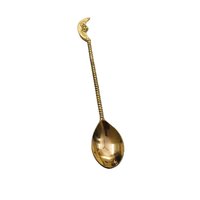 Set di due cucchiaini da tè in ottone placcato oro con manico di design per articoli da cucina, cucchiaini da tè, cucchiaini da tavola, cucchiaini da cena, fatti a mano
