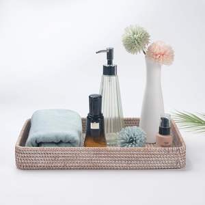 Ensemble de 3 plateaux de service décoratifs en rotin de haute qualité, faits à la main, écologiques, plateau alimentaire, couleur personnalisée, finition polie - Product Image 2