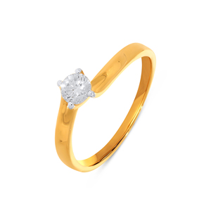 Anillo Solitario de Oro Amarillo de 18K, Anillo de Compromiso de Lujo con Diamante Redondo Brillante en Oro Amarillo de 18K para Mujer - Product Image 1