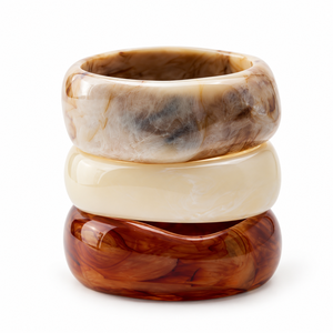 Ensemble de 3 bracelets en résine faits à la main, effet marbre, bijoux statement épais, vente en gros OEM ODM - Product Image 3