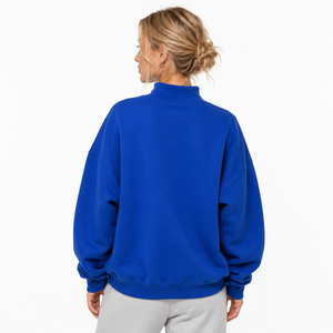 Sudadera de cuello alto a cuadros para mujer con apliques de letras griegas bordadas, 100% algodón, estilo oversized. - Product Image 4
