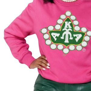Green AKA <b>Ivy</b> Chenille Sweatshirt Pullover Crew Neck Long Sleeve Top Soft Fleece Women Casual Fashion Sorority Apparel Stylish - Product Image 3